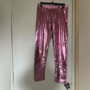 Pink metallic leggings